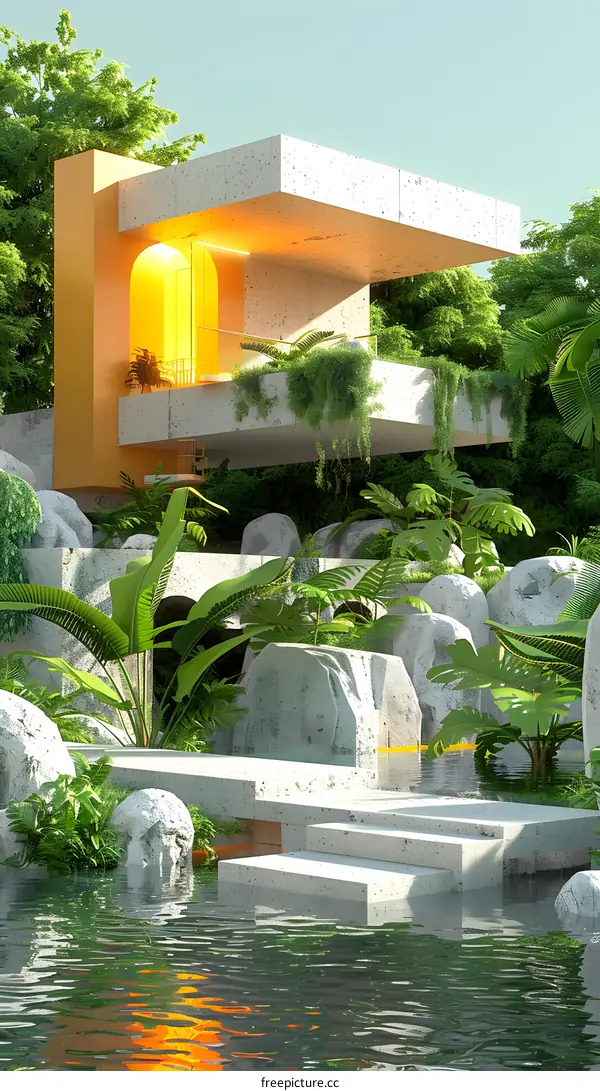 Modern house in the jungle