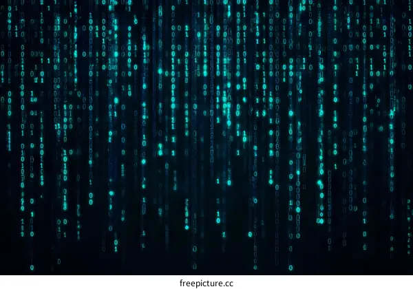 Digital Binary Code Flowing Background