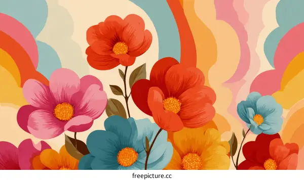 Colorful Retro Floral Design