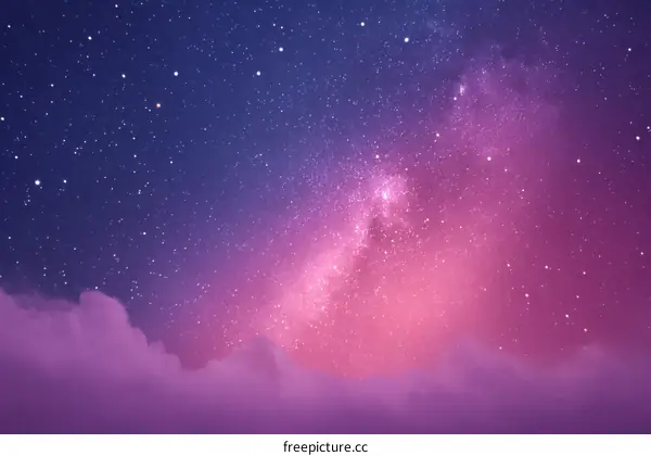Starry Night Sky with Pink Clouds