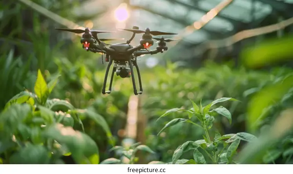 Drone Spraying Crops in a Field