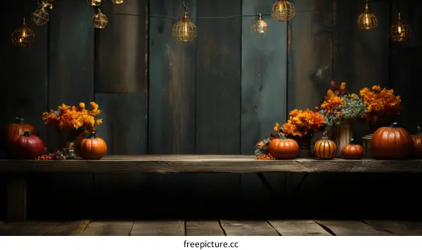 rustic fall table centerpiece with pumpkins and flowers