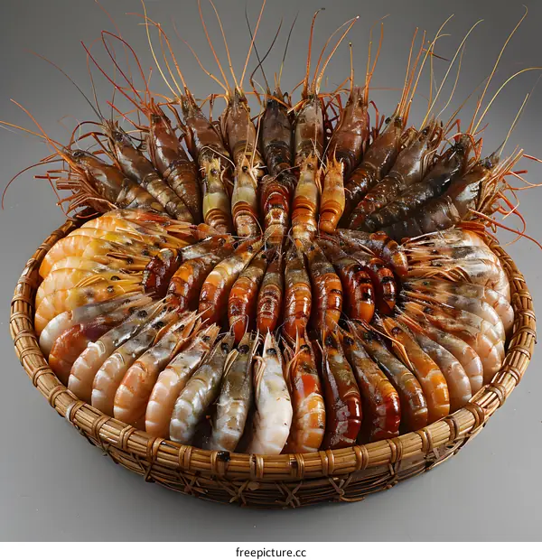 Basket of Fresh Prawns