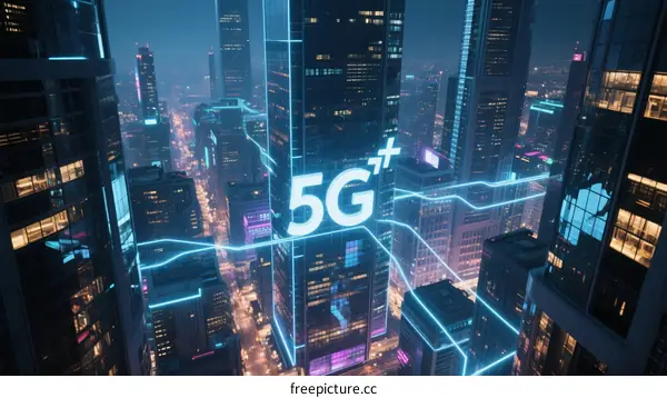 5G Network Connecting Modern City with Digital Paths