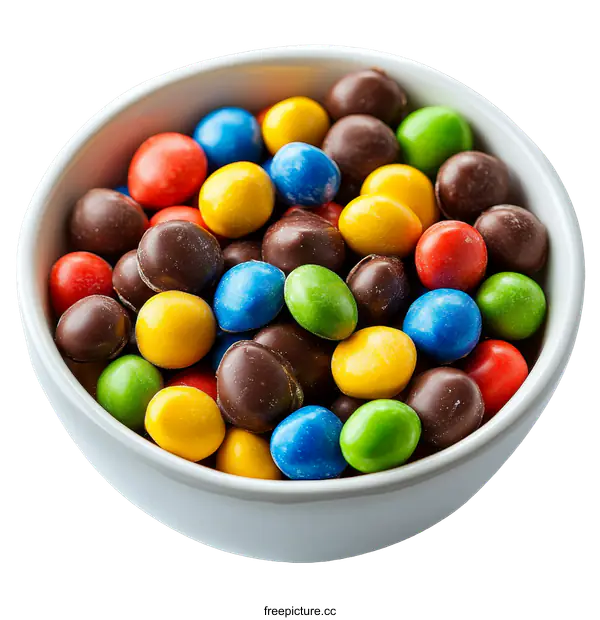[Transparent Background PNG]Colorful Candies in a White Bowl