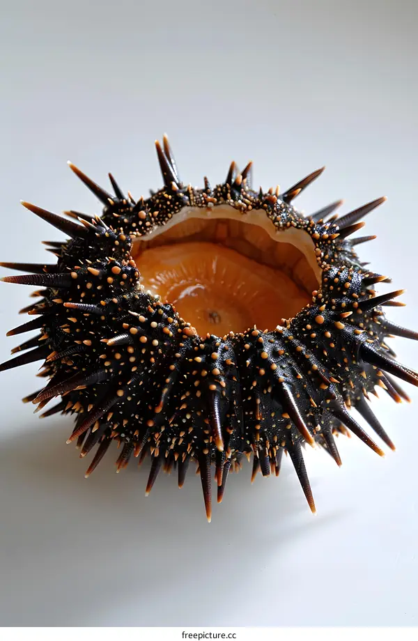 Black sea urchin shell