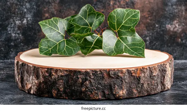 Wooden Slice Displaying Greenery