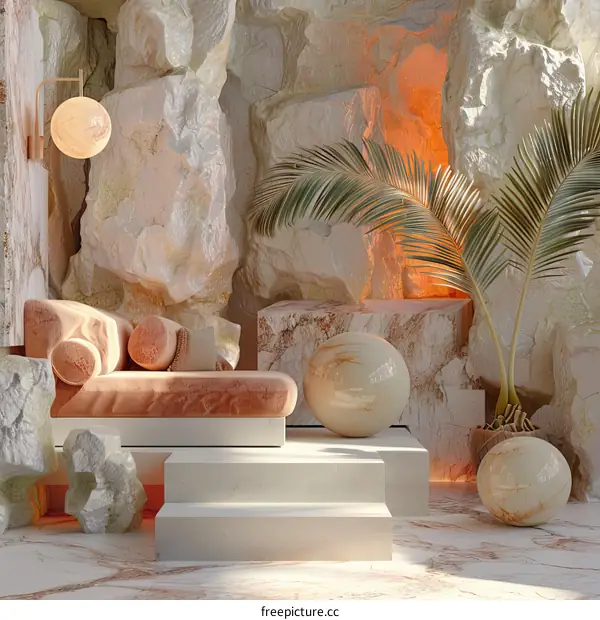 Abstract Interior Design with Soft Pastel Tones