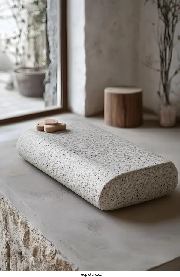 Close Up of a White Stone Bench