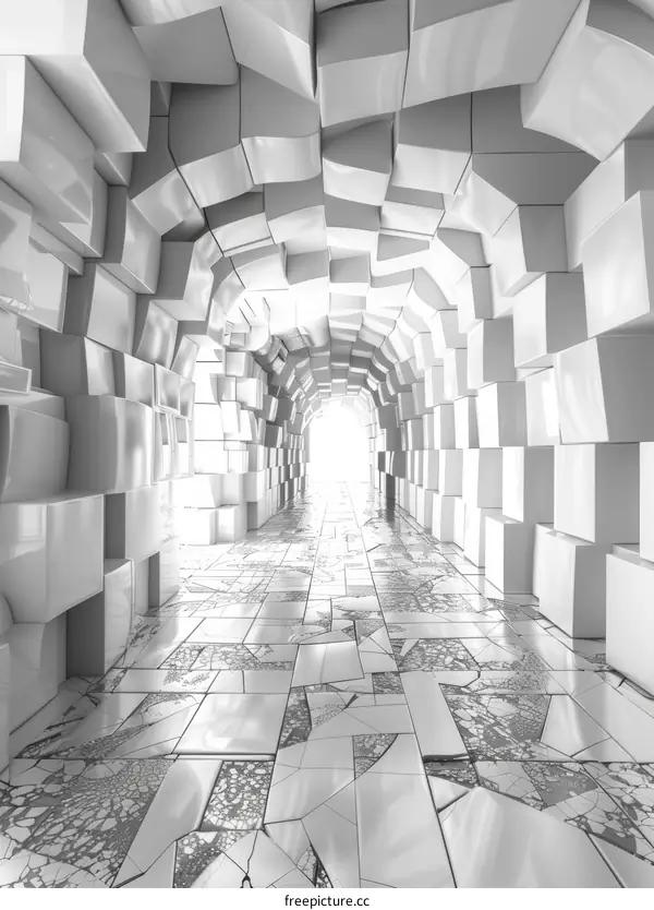 Glowing Tunnel: Futuristic Sci-Fi Architecture