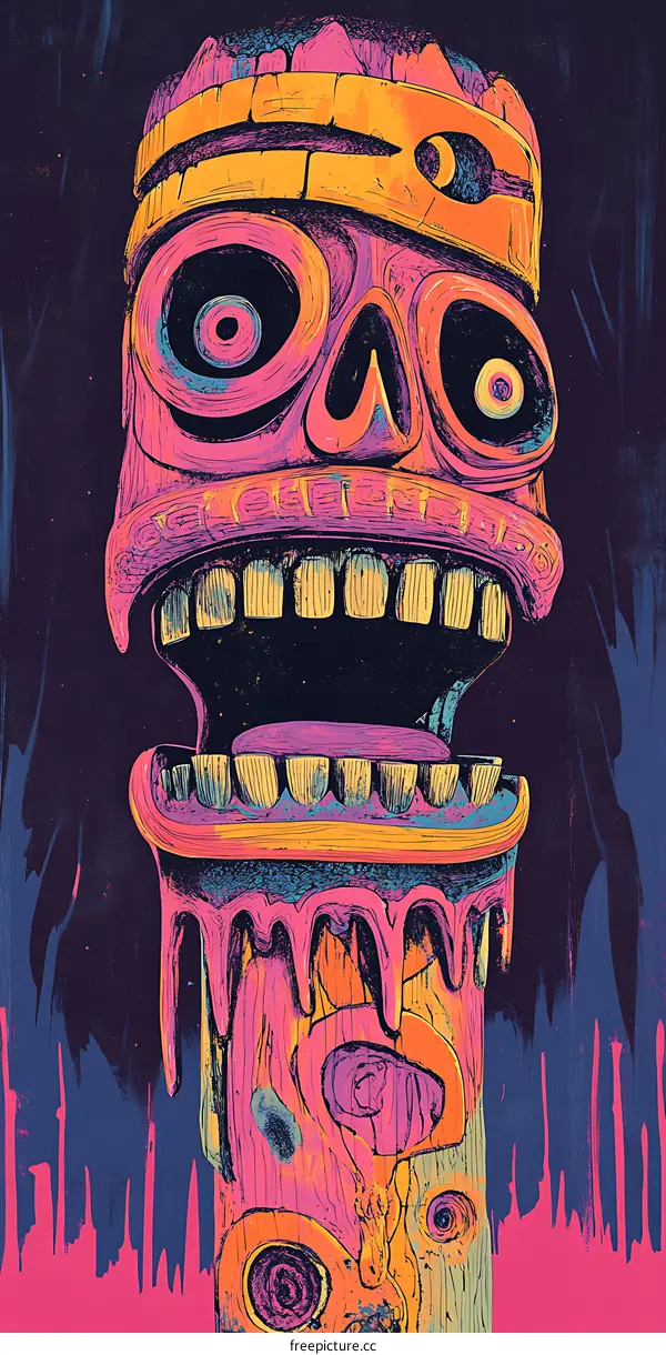 Abstract Scary Skull Illustration