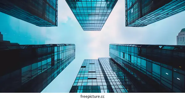 Modern Architecture Skyscrapers Perspective View