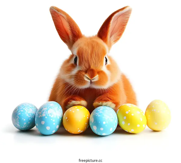 Adorable Easter Bunny with Colorful Eggs