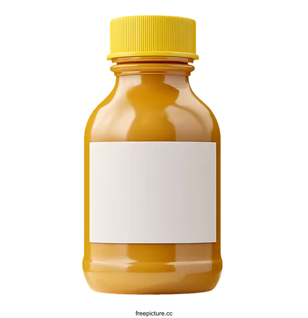 [Transparent Background PNG]Modern Yellow Bottle Mockup with Label