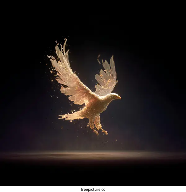 Golden Dove in Flight Illustration