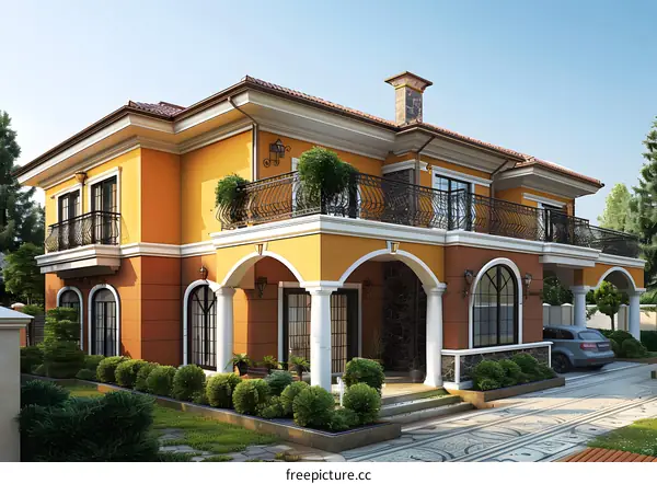 Exterior of a Modern Spanish Villa