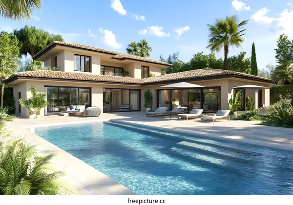 Modern Luxury Villa with Swimming Pool and Patio