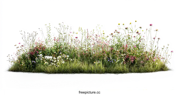 [Transparent Background PNG]Colorful Wildflower Meadow Illustration
