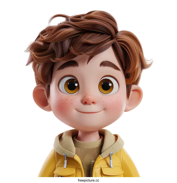 [Transparent Background PNG]Cute Cartoon Boy Wearing Yellow Jacket Illustration