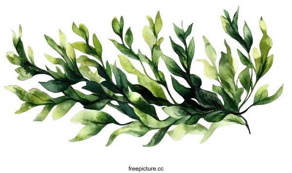 [Transparent Background PNG]Watercolor Illustration of Lush Green Foliage