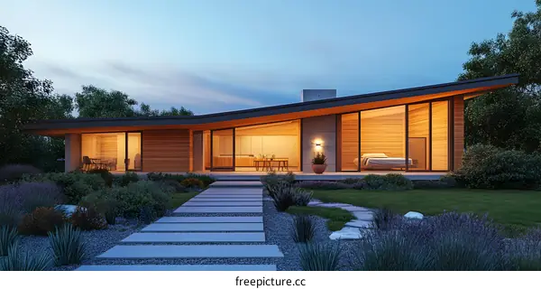 Modern Wooden House with Patio and Garden