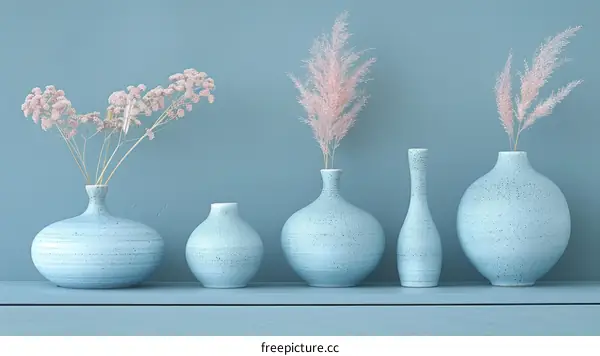 Tranquil Composition with Pampas Grass and Pastel Hues