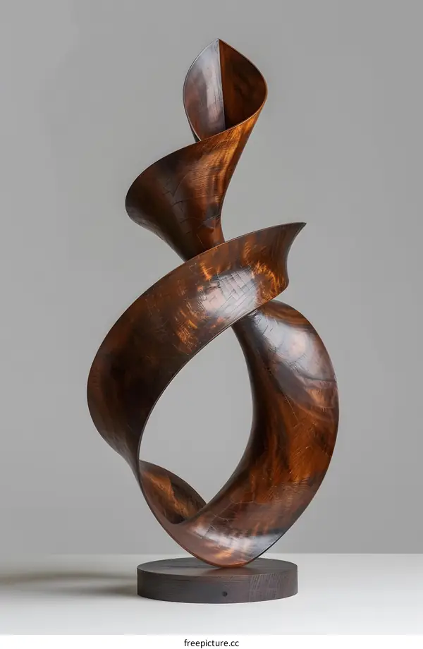 Wooden sculpture of a ribbon or Mobius strip