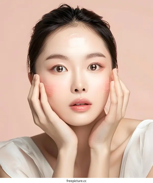 Beautiful Asian Woman with Flawless Skin