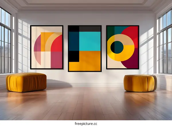 Modern Abstract Artwork in Gallery Setting