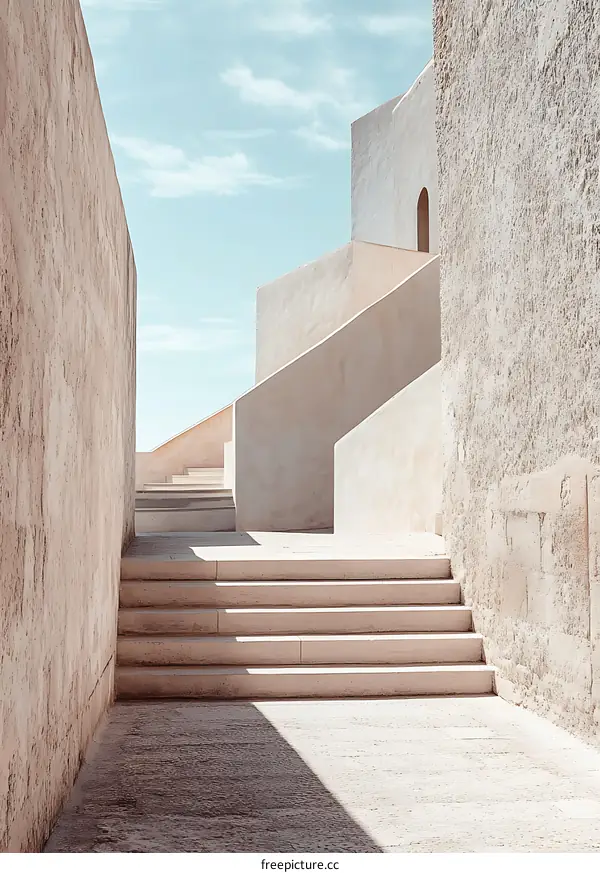 Minimalist Architecture, Stone Steps, Light and Shadow