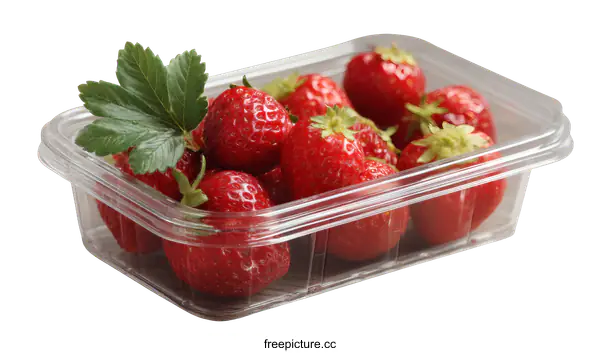 [Transparent Background PNG]Fresh Strawberries in a Plastic Container