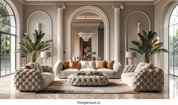 Elegant Living Room in a Luxurious Villa