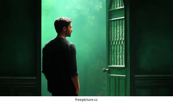 Mysterious Doorway and a Man Looking Out