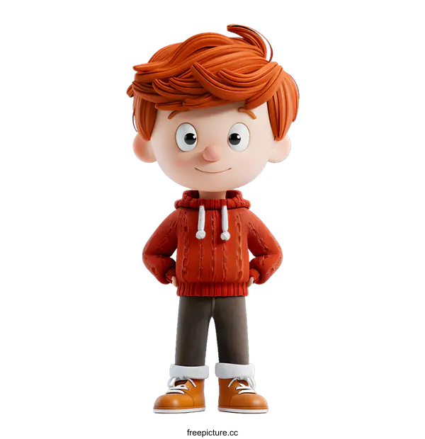 [Transparent Background PNG]3d cartoon character of a boy