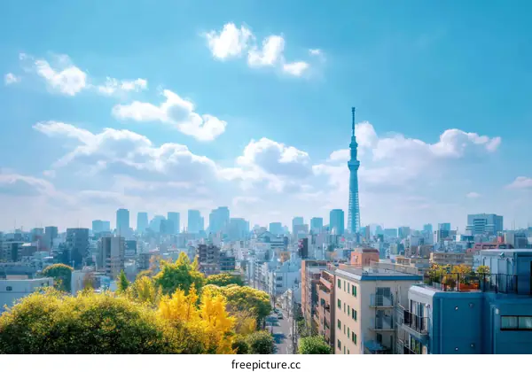 Panoramic View of Tokyo Cityscape with Skytree