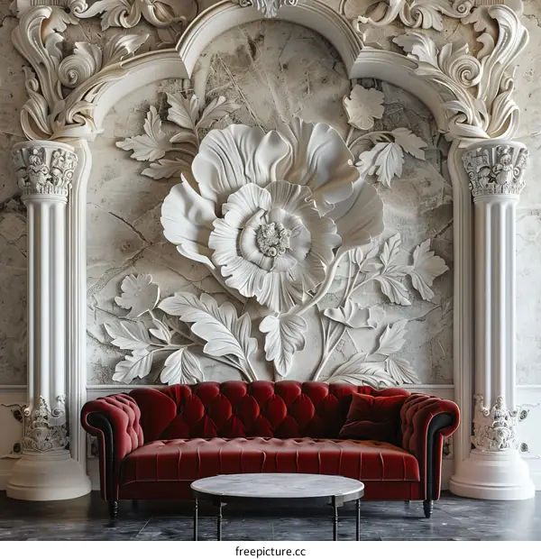 Stunning Peony Flower Relief Sculpture