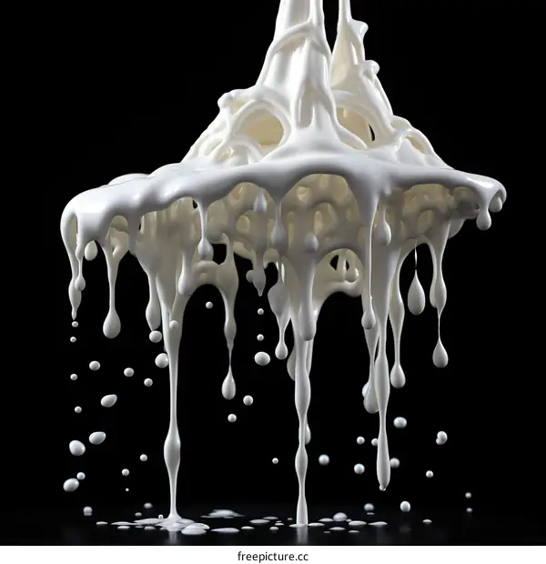 White Liquid Splash With Intricate Web-Like Structure and Droplets