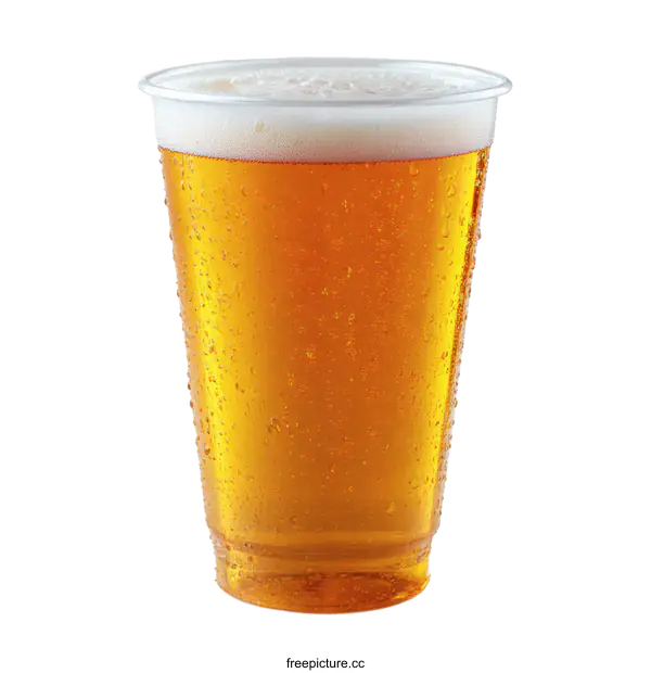 [Transparent Background PNG]Cold Plastic Beer Cup with Condensation