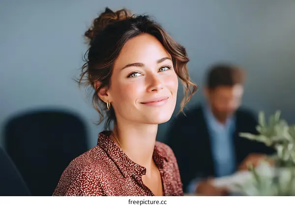 Confident Caucasian Woman Portrait in Office Setting