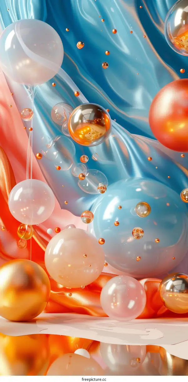 Abstract Colorful Sphere and Liquid Composition