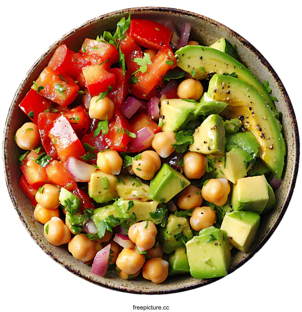 [Transparent Background PNG]Delicious Healthy Chickpea Avocado Salad Bowl