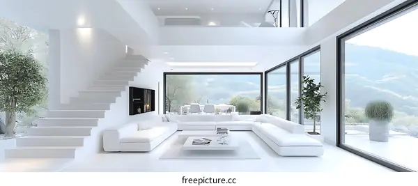 Modern Minimalist White Living Room Design