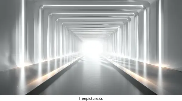 Futuristic White Tunnel Perspective View