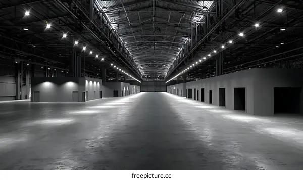 Empty Industrial Warehouse Interior Design