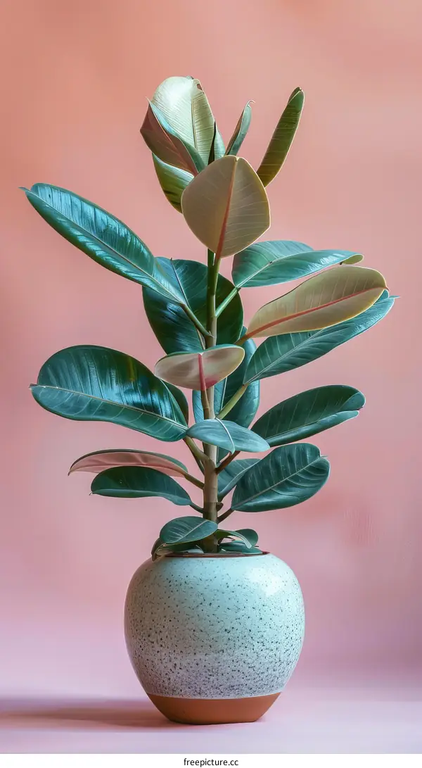 Pink and Green Rubber Plant in a Pot