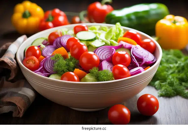 Fresh and Colorful Salad with Organic Greens