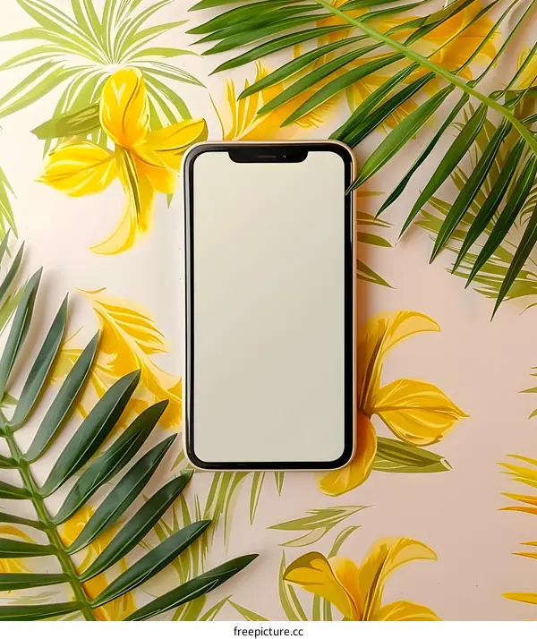 Modern Smartphone on Floral Background