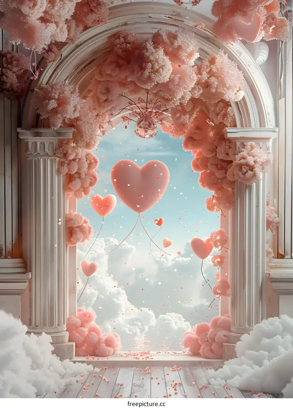 A beautiful pink arch of love