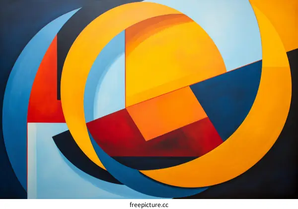 geometric abstraction with bright colors and curved lines