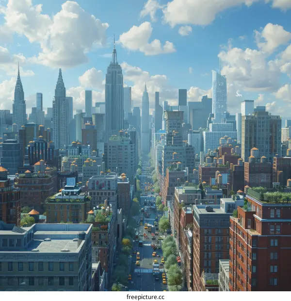 Aerial View of a Cityscape in Sunny Day